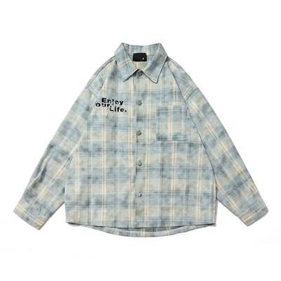 Camisa Cuadriculada Retro Americana con Bordado de Alfabeto - Image 6