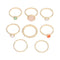 Colorful Stone Metalic Finger Rings Joint Combination Rings For Women Girl Rings Golden