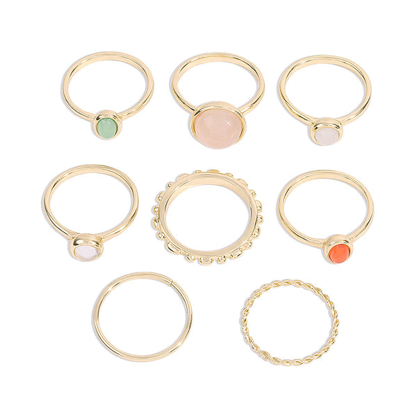 Anillos Articulados de Piedra Colorida con Acabado Metálico para Mujer - Image 4