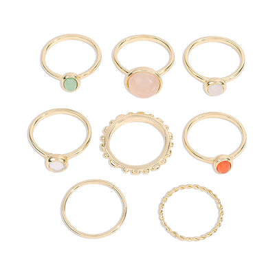 Anillos Articulados de Piedra Colorida con Acabado Metálico para Mujer - Image 4