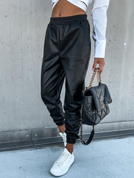 Pantalones de Cuero Casuales Midi para Mujer con Bolsillos - Image 13