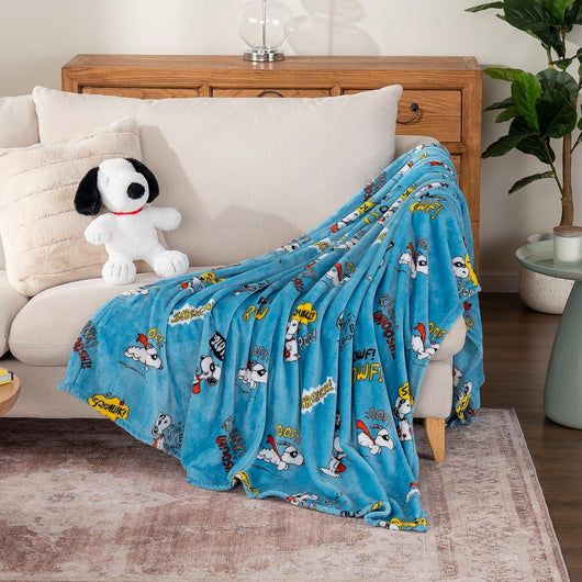 Cobija de felpa Peanuts Velvet Loft Snoopy 140 x 178 cm – Diseño The Flying Ace, oficial y ultra suave - Tekeno