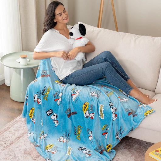 Cobija de felpa Peanuts Velvet Loft Snoopy 140 x 178 cm – Diseño The Flying Ace, oficial y ultra suave - Tekeno