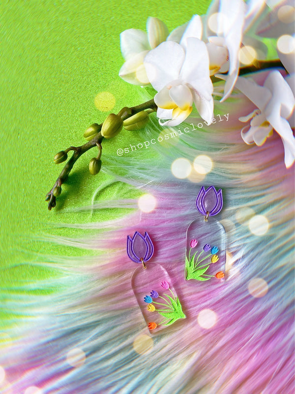 Pastel Rainbow Tulip Earrings - Tekeno