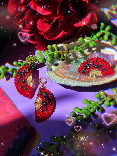 Halloween Folding Fan Earrings - Tekeno