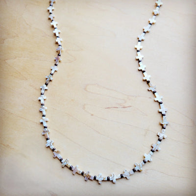 **Long Mother-of-Pearl Cross Necklace 259p