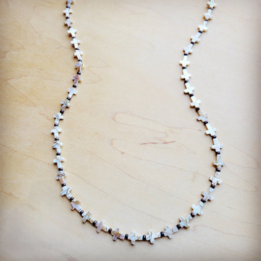 **Long Mother-of-Pearl Cross Necklace 259p