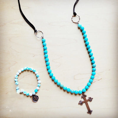 **Colar de Magnesita Fosca com Cruz de Cobre 258i