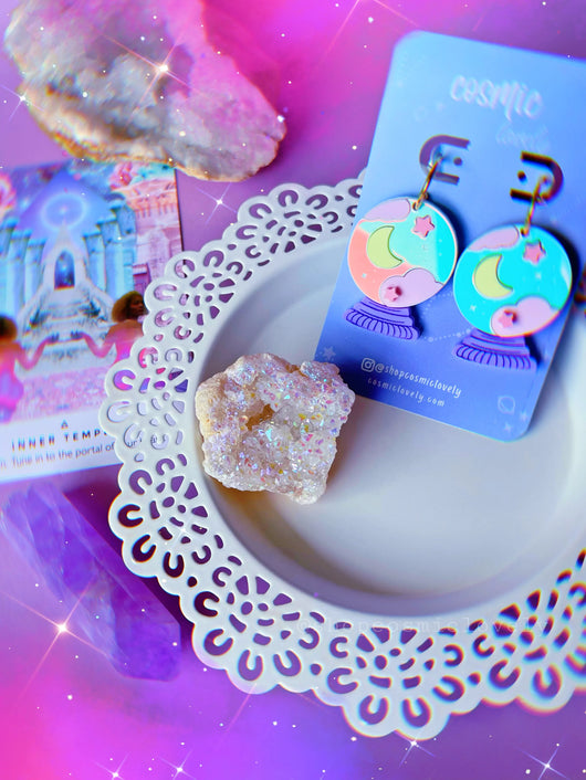 Iridescent Cutie Crystal Ball Earrings - Tekeno