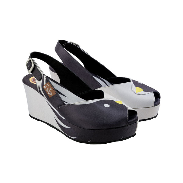 Black Birds Wedge Sandals - Bold Goth Style