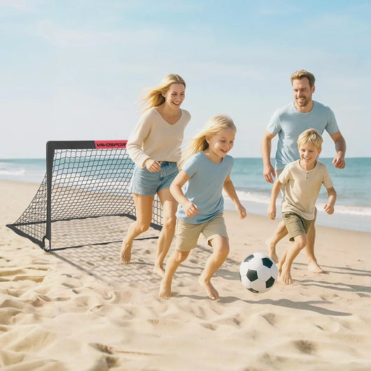 VAVOSPORT - Set de Porterías de Fútbol Portátiles 4'x3' para Niños | Incluye Balón, Bomba y Conos | Entrenamiento en Casa y Jardín - Tekeno