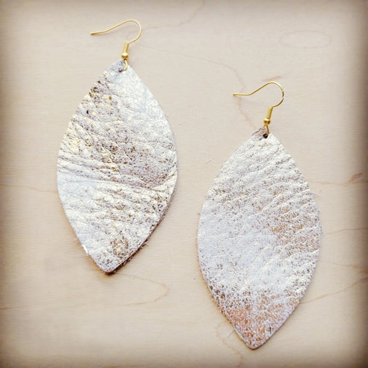 **Leather Oval Earring-Heavy Metal White 209t