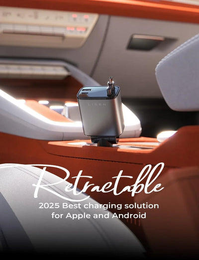 Cargador retráctil lisen para automóvil: carga rápida de 69w para iphone y samsung - Tekeno