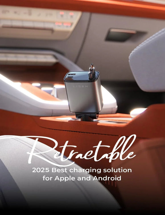Cargador retráctil lisen para automóvil: carga rápida de 69w para iphone y samsung