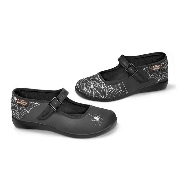 Sapatos Mary Jane Spider Femininos - Design Gótico Elegante