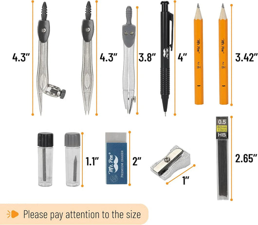 Juego de 15 Piezas de Geometría Mr. Pen: Herramientas Esenciales para Precisión - Tekeno