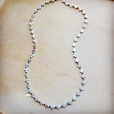 **Long Mother-of-Pearl Cross Necklace 259p