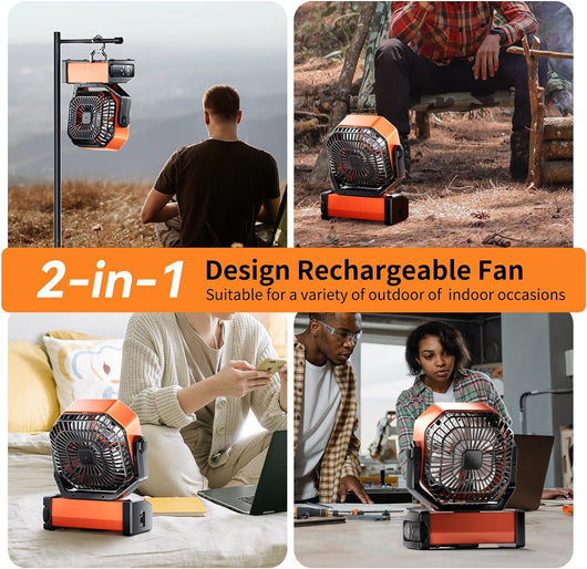 Ventilador de Campamento Portátil Doublepow D12 con Luz LED y Batería de 20000 mAh - Tekeno