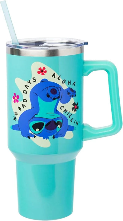 Vaso térmico de acero inoxidable Peanuts 40 oz con tapa, sorbete y asa – Apto para portavasos - Tekeno