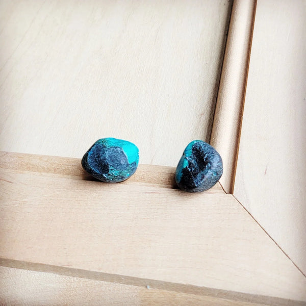**Natural Green Turquoise Stud Earrings 205g