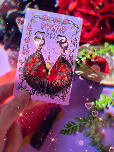 Halloween Folding Fan Earrings - Tekeno
