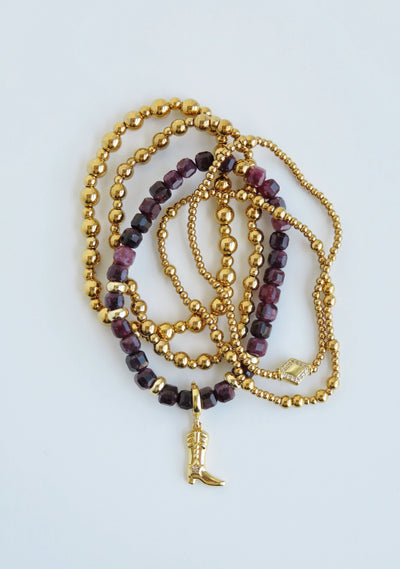 Conjunto de 2 Pulseiras Douradas de Contas e Cristais - Não Oxidável e Impermeável