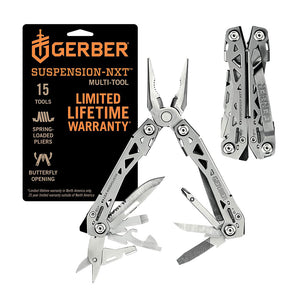 Gerber Gear Suspension-NXT 15-in-1 EDC Multi tool with Pocket Knife, Needle Nose Pliers and Wire Stripper Tools, Gifts for Men, Survival and Camping Gear, Stainless Steel