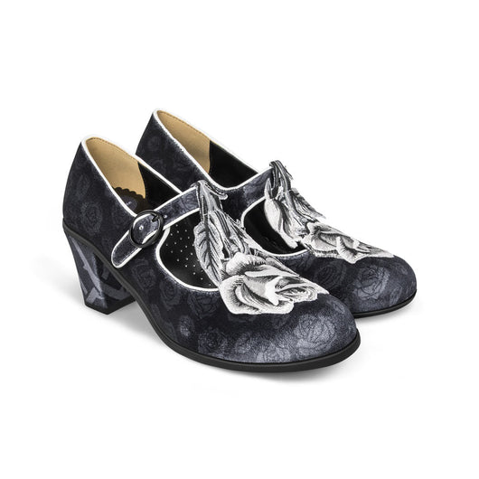 Zapatos Mary Jane Tudor Negros con Tacón Medio para Mujer