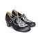 Zapatos Mary Jane Tudor Negros con Tacón Medio para Mujer
