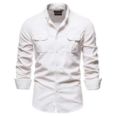 Camisa Azul de Manga Larga para Hombre - Estilo Universitario - Image 21