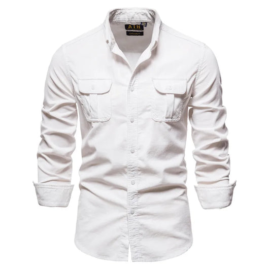 Camisa Azul de Manga Larga para Hombre - Estilo Universitario - Image 21