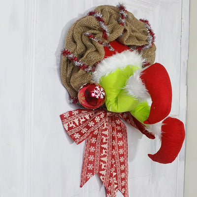 Corona Navideña con Piernas de Papá Noel - Decoración Puerta Reutilizable con Lazo - Image 18