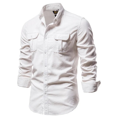 Camisa Azul de Manga Larga para Hombre - Estilo Universitario - Image 23