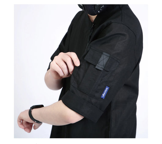 Camisa Casual Hombre Patchwork Punk Funcional Algodón Lino Manga Corta - Image 16