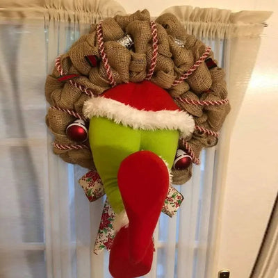 Corona Navideña con Piernas de Papá Noel - Decoración Puerta Reutilizable con Lazo - Image 16