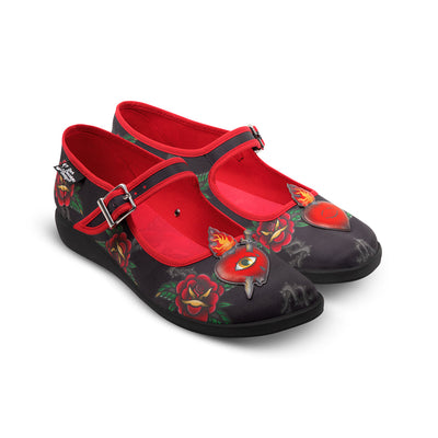 Women's Flat Mary Jane Shoe with Heart