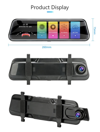 Espejo Retrovisor Grabador Dual 1080p HD con Cámara Frontal y Trasera - Image 28