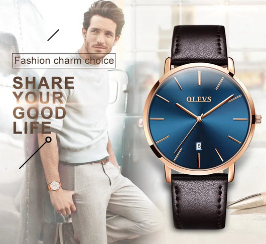 Reloj de Lujo para Hombre con Correa de Cuero, Resistente al Agua - Image 10