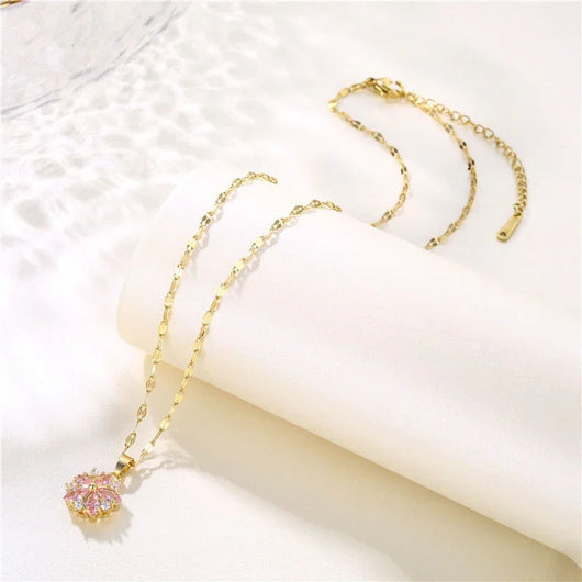 Crystal Cherry Blossom Pendant Necklace - Tekeno
