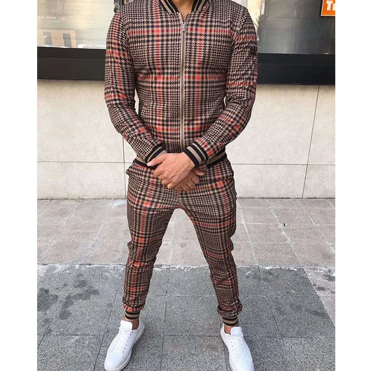 Conjunto Deportivo para Hombre con Diseño de Cuadrícula y Cierre - Pantalón Ajustado - Image 15
