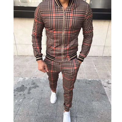Conjunto Deportivo para Hombre con Diseño de Cuadrícula y Cierre - Pantalón Ajustado - Image 13