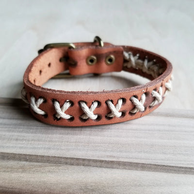 Pulseira de Couro Trançado Vintage Padrão X 005B