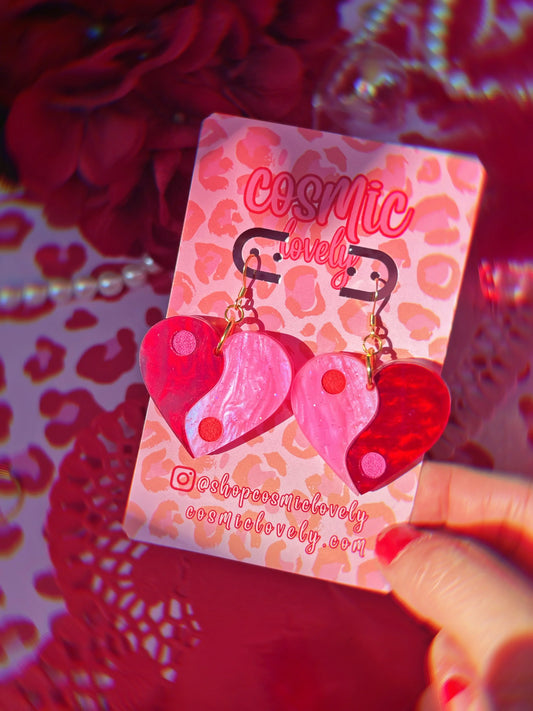 Yin Yang Heart Earrings - Tekeno