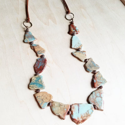 Genuine Aqua Terra Beaded Slab Necklace 239m