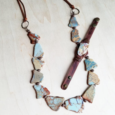 Genuine Aqua Terra Beaded Slab Necklace 239m
