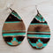 **Leather Teardrop Earrings in Turquoise Navajo 217n