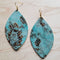 **Leather Oval Earrings in Turquoise Metallic 222L