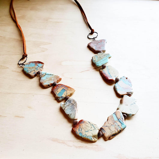 Genuine Aqua Terra Beaded Slab Necklace 239m