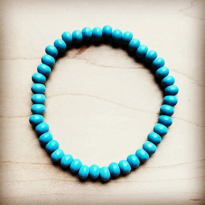 Pulseira de miçangas elástica turquesa azul 800u