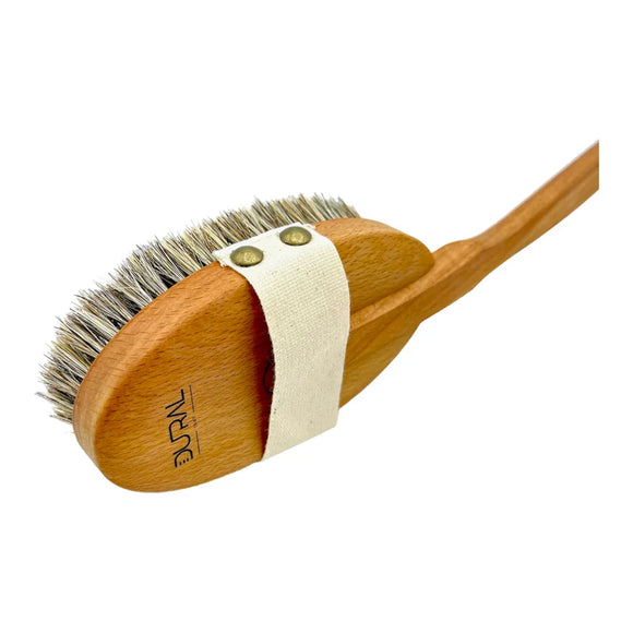 Escova de banho de madeira de faia a vapor Durall com cerdas de crina de cavalo/sisal